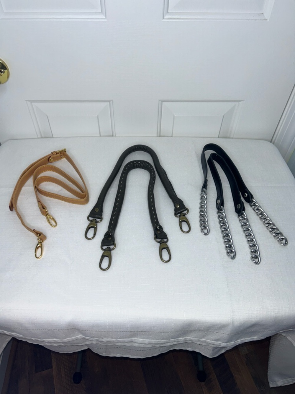 Miche Replacement Bag Straps Trio Tan, Black, Dark Green With silver brass &gold